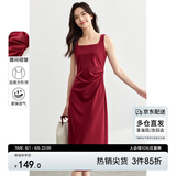 尚都比拉法式连衣裙女夏天赫本风气质A字裙收腰显瘦背带裙 安可拉红 XL