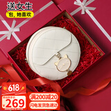 viney牛皮包包女包小众斜挎手机包单肩小圆包生日礼物高级感送女友老婆