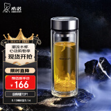 希诺（HEENOOR） 双层玻璃杯男士办公高档送礼礼盒泡茶滤网耐高温大容量商务水杯 经典-加长款 410ml