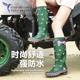 EVERCREATURES英国时尚雨靴雨鞋橡胶防滑水鞋水靴卡通小鸡印花高筒雨鞋 女 军绿色小鸡印花高筒10CHK 38