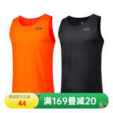 力为（Leevy）健身跑步衣运动男夏季训练衣服速干晨跑无袖篮球背心装备宽松t恤 黑橙两件（背心） L