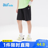 361°儿童短裤夏季男女童3-12岁透气运动裤梭织五分裤 黑 130