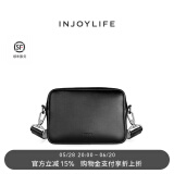 INJOYLIFE男生包包单肩斜挎包男潮牌港风斜挎包复古小包休闲包 黑色