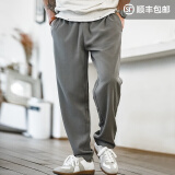 马登工装美式卡其垂感休闲裤老钱风抗皱免烫西裤517直筒长裤子男夏季 铅灰色 L