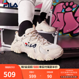 FILA 斐乐猫爪鞋4代女鞋老爹鞋情侣运动鞋复古时尚休闲鞋网面透气 【女款】古白色/白天鹅-AW 38