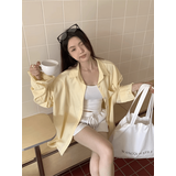 凡毅彩条纹衬衫女2025年新款长袖外套防晒夏季薄款衬衣法式慵懒休闲宽松 韩系条纹衬衣 【柠檬黄】 M 【建议90-110斤】