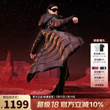 坦博尔鹅绒黑金羽绒服女长款收腰连帽加厚保暖外套TD236890 黑色 160 