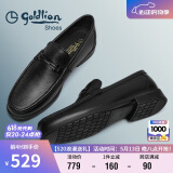 金利来（goldlion）男鞋商务休闲鞋舒适轻质透气时尚皮鞋59683019201A-黑-44码