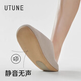 优调室内静音拖鞋女软底棉麻秋冬保暖居家四季情侣棉拖鞋 奶咖色 38-39 【适合日常37-38的脚拍】