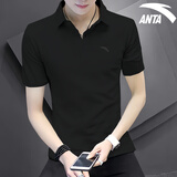 安踏短袖男POLO衫夏季新款宽松男士t恤轻薄款透气运动服黑色上衣男装 基础黑 XL