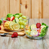 莫依冉纳钢化玻璃碗微波炉汤碗水果沙拉碗杰之蓝家用饭碗打蛋碗餐具 钢化透明小号（14.5cm）