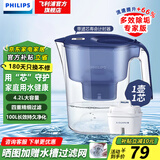 飞利浦（PHILIPS）净水壶 滤水壶 家用过滤壶 厨房自来水过滤器 滤水器 过滤器滤芯 便携净水杯 AWP2814蓝色/白色 【4.2L蓝色】一壶1芯专家版