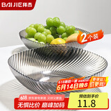 拜杰水果盘零食盘家用果盘客厅干果盘托盘糖果坚果盘透明黑2只装