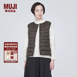 无印良品（MUJI）女式 轻量羽绒便携式背心女款马甲马夹秋冬保暖外搭羽绒内胆 深棕色 S (155/80A)