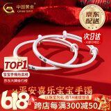 中国黄金（CHINA GOLD）999足银古法手镯男女宝宝平安喜乐儿童银镯子新生儿满月周岁礼物 【京速达】平安喜乐手镯【一对-20g±1g】