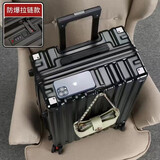 OEMG行李箱男士大容量拉杆箱结实耐用旅行箱女学生潮流密码箱硬壳皮箱 曜黑色【加厚PC箱体+防爆拉链】 24英寸【箱套贴纸+备用轮】