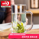 青苹果带把茶杯水杯 啤酒杯扎啤杯 无铅玻璃杯饮料杯可乐杯 320ML