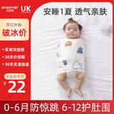 安舒棉防惊跳包巾夏季超薄桑蚕丝婴儿睡袋新生儿防惊吓襁褓肚围 摩卡熊(单层纯棉)适合25-29°C 80*35cm（适合0-6个月）
