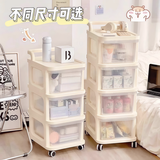 馨婺家小推车置物架收纳柜家用落地可移动多层零食玩具抽屉式婴儿储物柜 透明抽屉式【可移动/带轮】3层