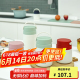 乐扣乐扣（LOCK&LOCK）保温桶 不锈钢便携式手提保温饭盒带餐具700ML 粉色 LHC8042PIK