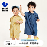 迷你巴拉男童宝宝连体衣夏季萌趣时尚酷帅工装风爬服