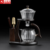 正扬懒人泡茶神器玻璃自动茶具套装家用磁吸整套功夫茶杯茶壶三件套盘 自动(楼阁莲开)-单主机