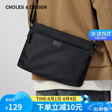 蔻一（Cnoles）男士单肩包斜挎男包横款背包休闲百搭轻便牛津帆布11英寸ipad大容量包包生日礼物送爸爸男朋友老公实用 黑色
