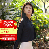 OhSunny防晒衣女宽松透气连帽披肩衫开车防晒服薄外套 暗夜黑 M