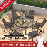 紫叶（ziye）户外阳台桌椅 休闲庭院座椅室外花园餐桌椅 简约现代 铁艺家具 6【椅】+1【D105圆桌】