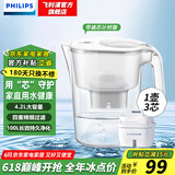 飞利浦（PHILIPS）净水壶 滤水壶 家用过滤壶 厨房自来水过滤器 滤水器 过滤器滤芯 便携净水杯 AWP2814蓝色/白色 【4.2L白色】一壶3芯专家版