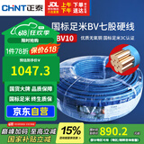 正泰（CHNT）电线电缆电源线铜芯 国标线 七股硬线零线BV10平方蓝色100米