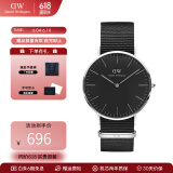 丹尼尔惠灵顿（DanielWellington）dw手表男 经典系列简约时尚瑞典男士手表石英欧美腕表生日礼物 银色边尼龙黑盘DW149-40MM