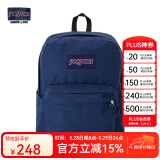 JANSPORT杰斯伯书包轻便双肩包男女26L旅行包简约背包电脑包学生校园 4QUE003海军蓝/藏青色-侧袋+隔层