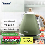 德龙（Delonghi）电热水壶 家用复古304不锈钢烧水电水壶 防干烧大功率1.7L煮水壶 KBO2001.VGR 橄榄绿