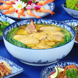 参宝中式复古青花瓷碗釉下彩陶瓷碗吃饭碗家用汤面碗饭盘高档餐具套装 8英寸中式碗【面碗/单个装】