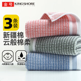 金号A类纯棉毛巾全棉洗脸吸水大面巾成人毛巾擦汗巾3条  甲乙提工艺