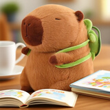 轩岛卡皮巴拉玩偶超大号抱枕女生睡觉专用夹腿侧睡公仔布娃娃毛绒玩具 卡皮水豚巴拉+乌龟背包23cm 情人节送女朋友生日礼物吧啦娃娃正常版