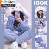 莫代尔可爱玉桂狗秋冬季睡衣带帽子珊瑚绒加绒加厚ins可外穿家居服套装 玉桂狗【加绒加厚】两件套 M 建议体重80-105斤