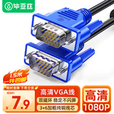 毕亚兹【包邮】VGA线 电脑电视投影仪显示器屏连接线 高清视频线 双磁环蓝头 3+6线芯 1.5米双磁环视频线