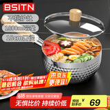 BSITN小奶锅304不锈钢雪平锅18cm无涂层婴儿辅食锅热煮牛奶锅含盖7314