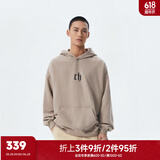 CHINISM  CH简约美式重磅简约连帽卫衣男士春秋潮流休闲宽松情侣帽衫上衣 米咖色 S