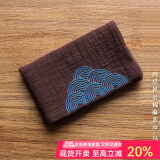 容山堂和幸棉麻茶布茶巾吸水加厚养壶巾干泡茶席桌旗茶具配件布垫茶水巾 四层祥云棉麻茶巾-乌木檀
