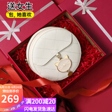 viney牛皮包包女包小众斜挎手机包单肩小圆包生日礼物高级感送女友老婆