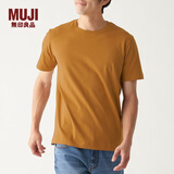 无印良品 MUJI 男式 印度棉天竺编织 圆领短袖T恤 ABA01A0S 浅橙色 L