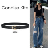 CONCISE KITE【礼盒装】官方皮带女士头层牛皮西装牛仔连衣裤裙带CK轻奢腰带 黑色 105cm (带宽2.8cm)生日送女友老婆