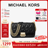MICHAEL KORS礼物轻奢MK女包SLOAN皮质链条单肩斜挎包小号黑色/金色