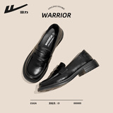 回力小皮鞋女英伦风黑色休闲乐福鞋秋冬季百搭平底舒适一脚蹬工作单鞋 黑色【平底3CM】 38