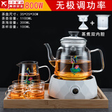 正扬 电陶炉煮茶器玻璃烧水壶煮茶壶功夫茶具套装家用养生壶泡茶蒸煮 进水(蒸煮)钻白套+托盘+镶锡荷韵