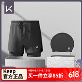 Keep泳裤男防尴尬双层宽松游泳裤泳衣速干沙滩裤温泉装备