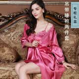 达芬奇密码睡衣女士冰丝睡裙老婆本命年晨袍新娘结婚 橡皮红 L （120斤以下）